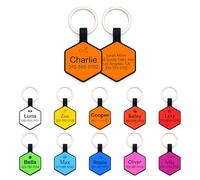 Dog Tags for Pets Engraved UK, Personalised Dog Tag with Any Name & Text, Custom Dog Name Tag for Pet Dogs, Soundless No More Jingling Dog Id Tags for Dogs (Hexagon Style, Orange)