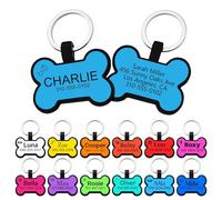 Dog Tags for Pets Engraved UK, Personalised Dog Tag with Any Name & Text, Custom Dog Name Tag for Pet Dog, Engraved Pet Tag, Soundless No More Jingling Dog Id Tags for Dogs, (Light Blue)