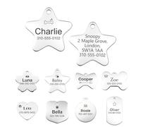 Dog Tags for Pets Engraved UK - Personalised Dog Tag with Any Text, Custom Stainless Steel Dog ID Tag, Deep Engraved Dog Name Tag for Pet Dogs, Pet Tags for Dogs (Star-Shaped)