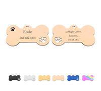 Dog Tags for Pets Engraved UK - Personalised Dog Tag with Any Text, Engraved Dog Name Tags for Dogs, Stainless Steel Dog ID Tag for Pet Dogs, Custom Cat Tag for Pet Cats, Bone-Shaped (Rose Gold, M)
