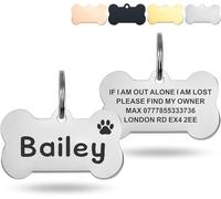 Dog Tags for Pets Engraved UK, Personalised Engraved Dog Tags for Pets, Stainless Steel Pet Tag for Doggy Kitten Kitty Puppy, Scratch Resistant Tag (H,L)