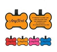 Dog Tags for Pets Engraved UK Personalised ID Tags for Dogs Cats Puppy Kitty Silicone Personalised Dog Tag 2 Shapes & 5 Colours (Orange Bone)