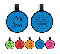 Dog Tags for Pets Engraved UK Personalised ID Tags for Dogs Cats Puppy Kitty Silicone Personalised Dog Tag 2 Shapes & 5 Colours (Blue Round)