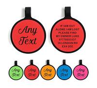 Dog Tags for Pets Engraved UK Personalised ID Tags for Dogs Cats Puppy Kitty Silicone Personalised Dog Tag 2 Shapes & 5 Colours (Red Round)