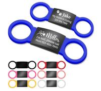 Dog Tags for Pets Engraved UK, Personalised Silent Slide-On Dog ID Tag, Custom Stainless Steel Label with 7 Coloured Elastic Silicone Bands, Pet Name Identity Tags for Collars for Dogs,Cats,Puppy