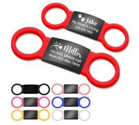 Dog Tags for Pets Engraved UK, Personalised Silent Slide-On Dog ID Tag, Custom Stainless Steel Label with 7 Coloured Elastic Silicone Bands, Pet Name Identity Tags for Collars for Dogs,Cats,Puppy