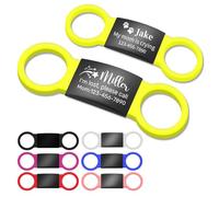 Dog Tags for Pets Engraved UK, Personalised Silent Slide-On Dog ID Tag, Custom Stainless Steel Label with 7 Coloured Elastic Silicone Bands, Pet Name Identity Tags for Collars for Dogs,Cats,Puppy