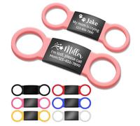 Dog Tags for Pets Engraved UK, Personalised Silent Slide-On Dog ID Tag, Custom Stainless Steel Label with 7 Coloured Elastic Silicone Bands, Pet Name Identity Tags for Collars for Dogs,Cats,Puppy