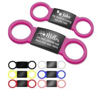 Dog Tags for Pets Engraved UK, Personalised Silent Slide-On Dog ID Tag, Custom Stainless Steel Label with 7 Coloured Elastic Silicone Bands, Pet Name Identity Tags for Collars for Dogs,Cats,Puppy