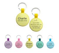 Dog Tags for Pets Engraved UK, Personalised Silicone Dog Name Tag with Any Name & Text, Custom Silent Dog Tag for Pet Dog, Soundless Id Tags for Dogs with Split Ring, Glow in The Dark, (Yellow)