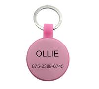Dog Tags for Pets Engraved UK, Personalised Silicone Dog Tag with Any Name & Text, Custom Silent Dog Name Tag for Pet Dog, Soundless Id Tags for Dogs, Glow in The Dark, (Pink)