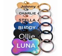 Dog Tags for Pets Engraved UK Personalised Stainless Steel Dog Name Doggy Cat ID Tag Kitten Kitty Puppy Scratch Resistant Durable Tag Custom Name Plate (Aurora, Large)