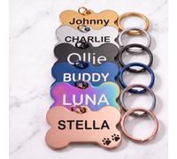 Dog Tags for Pets Engraved UK Personalised Stainless Steel Dog Name Doggy Cat ID Tag Kitten Kitty Puppy Scratch Resistant Durable Tag Custom Name Plate (Rose Gold, Large)