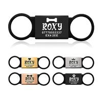 Dog Tags for Pets Engraved UK Slide on Dog Tag Personalised Silent Dog ID Tag Dangle-Free Slide on Collar Identity Tags Engraved UK Personalised ID Tags for Pets Kitty Cat Puppy (Black Plate)