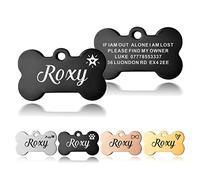 Dog Tags for Pets Personalised ID Tags for Dogs Cats Pets Tag Engraved Stainless Steel Funny Tags Name Tag Custom Dog Tags Collar for Puppy Cat Dogs 4 Colours 2 Sizes S/L(Black, Bone)