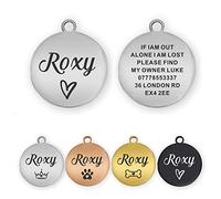 Dog Tags for Pets Personalised ID Tags for Dogs Cats Pets Tag Engraved Stainless Steel Funny Tags Name Tag Custom Dog Tags Collar for Puppy Cat Dogs 4 Colours 2 Sizes S/L(Silver, Round)