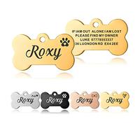 Dog Tags for Pets Personalised ID Tags for Dogs Cats Pets Tag Engraved Stainless Steel Funny Tags Name Tag Custom Dog Tags Collar for Puppy Cat Dogs 4 Colours 2 Sizes S/L(Gold, Bone)