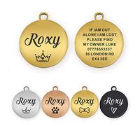 Dog Tags for Pets Personalised ID Tags for Dogs Cats Pets Tag Engraved Stainless Steel Funny Tags Name Tag Custom Dog Tags Collar for Puppy Cat Dogs 4 Colours 2 Sizes S/L(Gold, Round)
