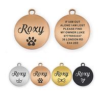 Dog Tags for Pets Personalised ID Tags for Dogs Cats Pets Tag Engraved Stainless Steel Funny Tags Name Tag Custom Dog Tags Collar for Puppy Cat Dogs 4 Colours 2 Sizes S/L(Champagne Gold, Round)