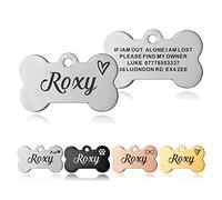 Dog Tags for Pets Personalised ID Tags for Dogs Cats Pets Tag Engraved Stainless Steel Funny Tags Name Tag Custom Dog Tags Collar for Puppy Cat Dogs 4 Colours 2 Sizes S/L(Silver, Bone)