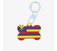 Dog Tags Kingdom of Hawaii Flag Dog Tags Dog Bone Shape Acrylic Keychain Double Sided Pattern Tags for Dogs Cats