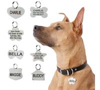 Dog Tags Personalized - Slide On Silent Name Tags for Dogs & Cats | Stainless Steel, Fit 3/8, 5/8, 3/4 Width Small/Large Collars
