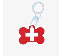 Dog Tags Swiss Flag Design Acrylic Dog Bone Shape Keychain Double Sided Pattern Tags for Dogs Cats, S, Acrylic