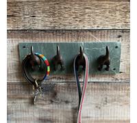 Dog Tail Coat Hooks Wall Mounted Key Holder Rack Cast Iron Slate Backing