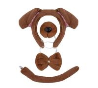 Dog Tail Costume - Animal Dress Set, Pet Cosplay Kit | Nose, Tail, Bow Tie Adjustable 4 Pieces for Adults and Adults, Comfortable Fabric