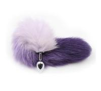 Dog Tail Fox Tail Small Medium Large Anal Plug Beads Metal Butt Plug Role Play Flirting Fetish Sex Toys Women Purple L 40Mm