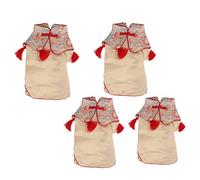 Dog Tang Suit Chinese Style Cotton Dog Cheongsam Satin Clothes for Small Medium Dogs Cats Comfortable Breathable Traditional Costume for Parties Weddings Holidays (M)