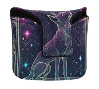 Dog Tarot Black Colorful Golf Putter Covers with Magnetic Closure Golf Putter Headcover for Mallet Square Waterproof PU Leather