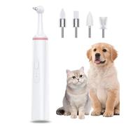 Dog Tartar Remove for Teeth Electric Teeth Polisher, Plaque Stain Teeth Cleaner with 4 Brush Head Tooth Scaler Puppy Dental Care Cleaning Toods Kit for Cats Dogs(Battery Type Pink Set)