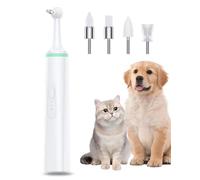 Dog Tartar Remove for Teeth Electric Teeth Polisher, Plaque Stain Teeth Cleaner with 4 Brush Head Tooth Scaler Puppy Dental Care Cleaning Toods Kit for Cats Dogs(Battery Type Green Set)