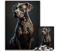 Dog Tattoo Style1000 Piece Jigsaw Puzzles for Adults Challenging Brain Teaser for Teenagers Family Game Night Fun 1000 PCS(38x26cm)