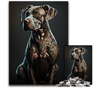 Dog Tattoo StyleJigsaw Puzzles for Adults 1000 Piece Difficult Puzzles for Adults Perfect Home Or Office Decor Ideal 1000 PCS(75x50cm)