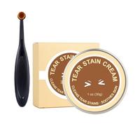 Dog Tear Stain Remover - 5.5cm*5.5cm Natural Dirt Cleaning Cream with Brush, Gentle Eye Area Care Solution | Safe Puppy Cat Hygiene treatmnt for Small Medium Large Breed Bathing Shower Use