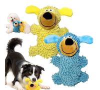 Dog Teeth Cleaning Chews, Squeaky Dog Chew Toy for Teeth Cleaning, Safe & Pressure-Resistant for Small to Medium Dogs, Interactive Puppy Chew Toy for Entertainment (Yellow + Blue)