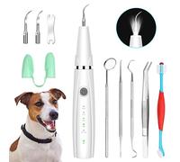 Dog Teeth Cleaning Kit, 5-Mode LED Ultrasonic Tooth Cleaner for Dogs & Cats - Plaque & Tartar Remover, 32-40kHz Pet Dental Care with Toothbrush