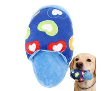 Dog Teething Chew Toy - 10x15 Centimeters, Heavy Chewer Slipper Design, Floral Heart Pattern Sound | Mental Stimulation Pet Activity Exercise Tool Soft Cotton Specialties Care Healthy Development