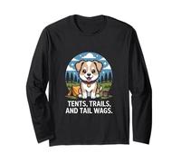 Dog Tents Trails and Tail Wags Cute Camping Long Sleeve T-Shirt