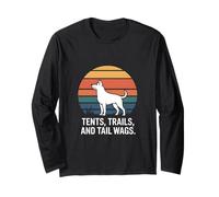 Dog Tents Trails and Tail Wags Cute Camping Long Sleeve T-Shirt