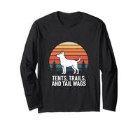 Dog Tents Trails and Tail Wags Cute Camping Long Sleeve T-Shirt