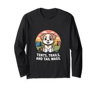 Dog Tents Trails and Tail Wags Cute Camping Long Sleeve T-Shirt