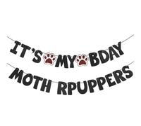 Dog Themed Birthday Party Decorations, Black Happy Birthday Puppy Banner, It's My Bday Puppers Banners Dog Party Decorations