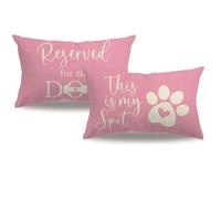 Dog Themed Throw Pillow Covers 12x20 Inch, Double-sided printed Reserved for the Dog Funny Pet Paw This is My Spot Decor Lumbar Cushion Cover Pet Dog Lover Pillowcases 2Pack for Sofa Decor (Pink)