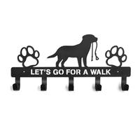 Dog Things Organizer with Hooks | Wall Mounted Dog Holder for Collars, Harnesses, Keys | Black Metal Storage Shelf for Entryway, Mudroom, Living Room Decorations