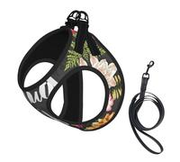 Dog Thug Life Flowers Printed Harness And Leash Set,Adjustable,Breathable Soft,Step-In Mesh Pet Vest Harness With Reflective Strip