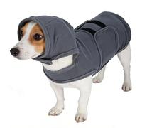 Dog thunder jacket anxiety vest thunder jackets for dogs cats small medium breeds weighted vest with hood pet outfit clothes keep wrap calming vest gray S