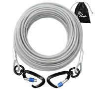 Dog Tie Out Cable,10/15/20/30/50FT Dog Run Cable for Yard and Camping Outdoor,Heavy Duty Dog Tether for Medium Large Dogs Chew Proof,1000lbs Break Strength,Reflective